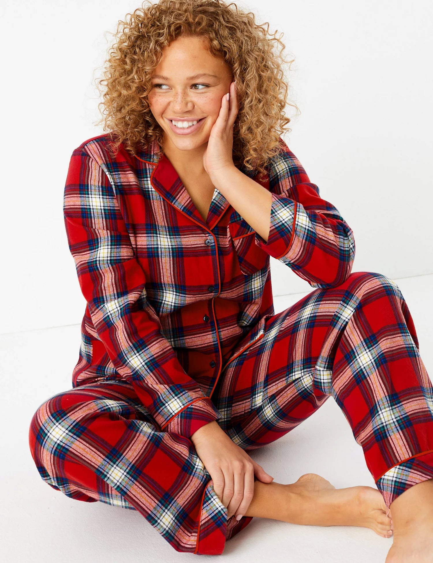 Get Cosy In Our Women's Red Checked Pyjamas