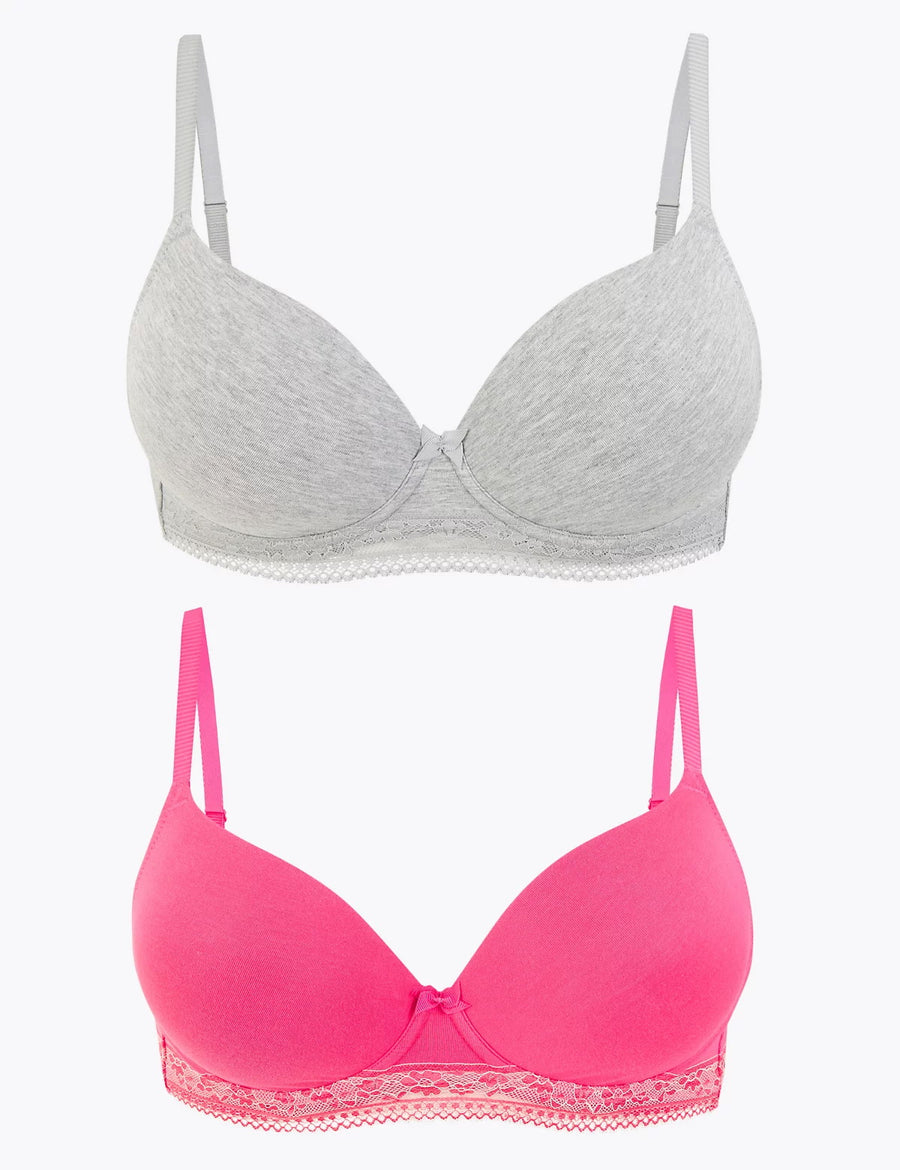 M&S Cotton Rich Plunge U/W T-Shirt Bra T33/0360C