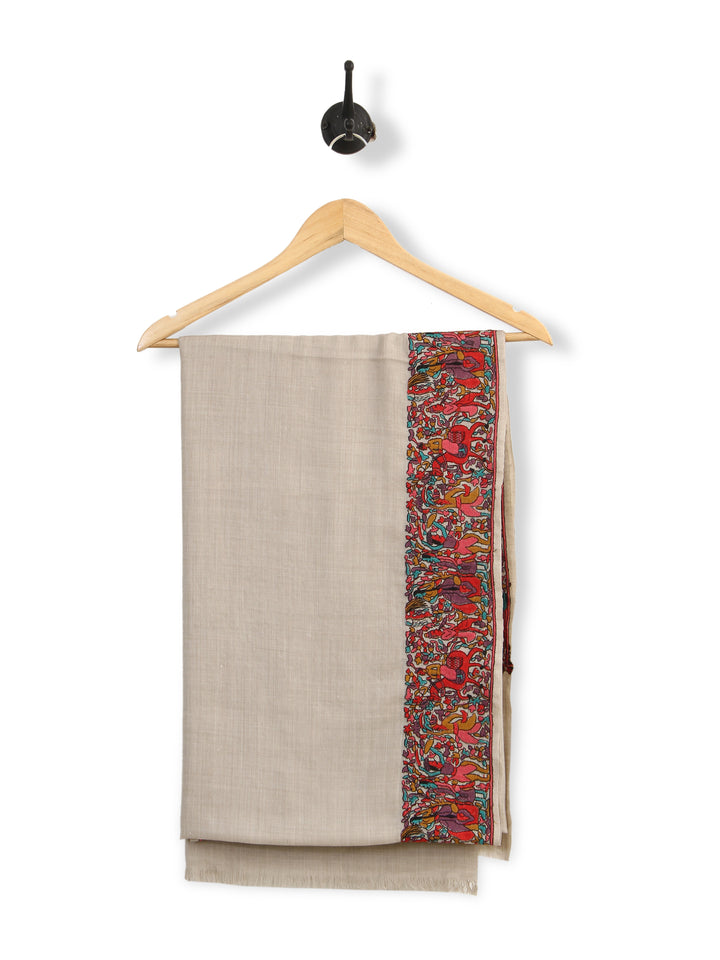 HS Four Bourder Shawl Pashmina (Natural)