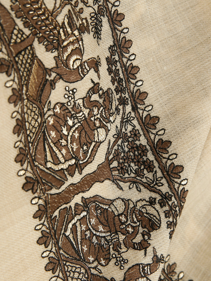 HS Zari Peacock Border Shawl Pashmina