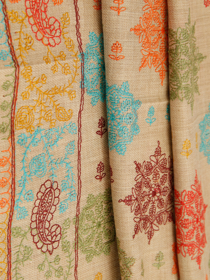 HS Nalki Work Flower Jalli Shawl Pashmina