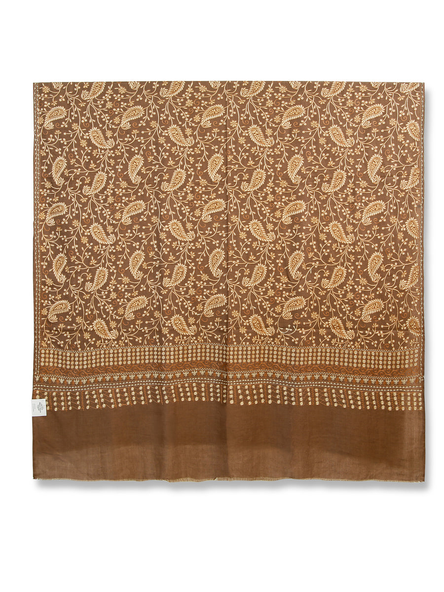 HS MP Salfe Zari Jall Pista Shawl Pashmina