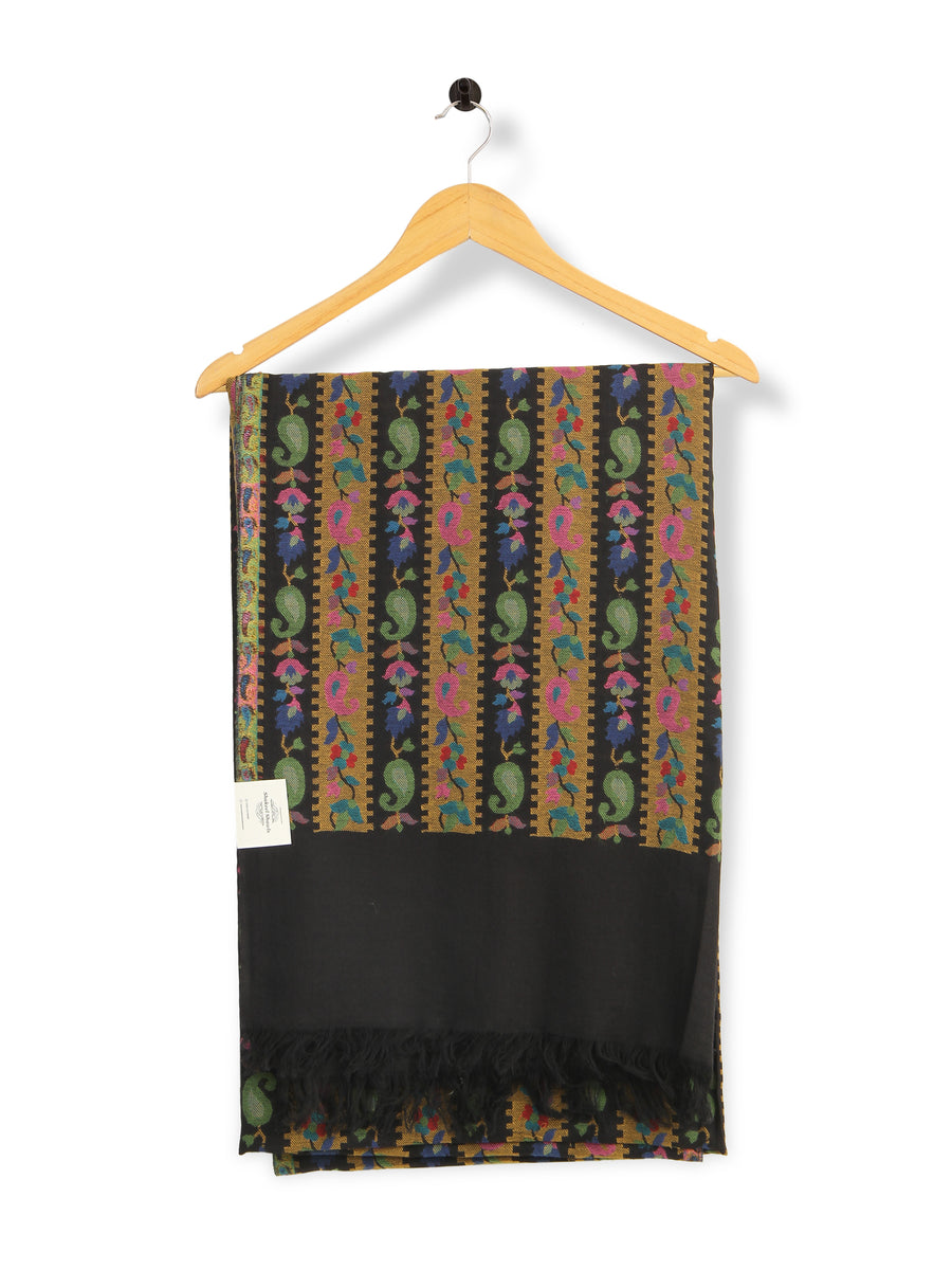 HS Kani Strip Pure Shawl Pashiman (Black)