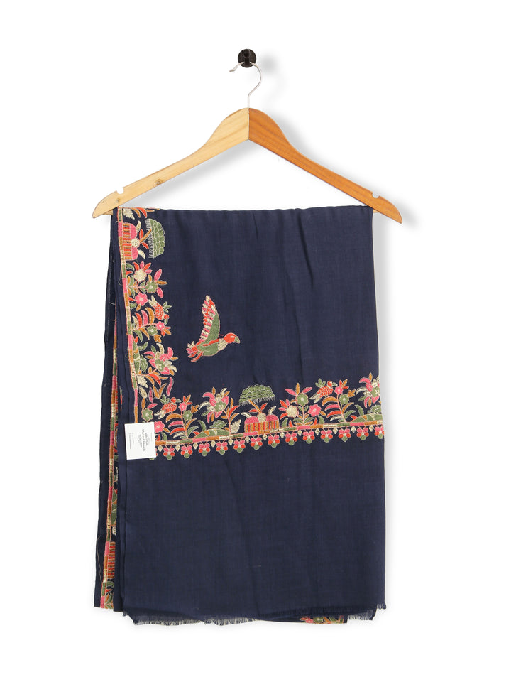 HS Border Shawl Pashmina - Blue