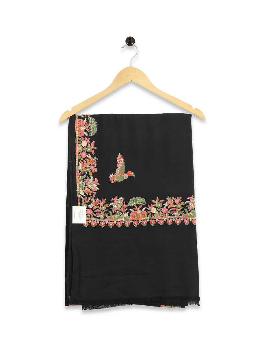 HS Border Shawl Pashmina - Black