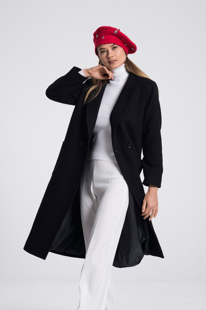 LaDonna Ladies Double Buttons Double Breast Long Coat 70581