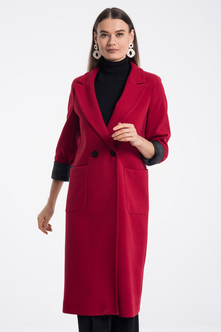 LaDonna Ladies Double Buttons Double Breast Long Coat 70581