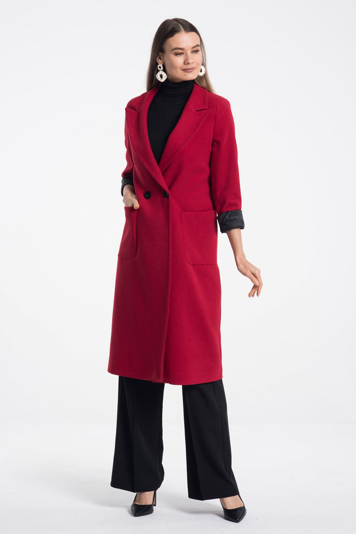 LaDonna Ladies Double Buttons Double Breast Long Coat 70581