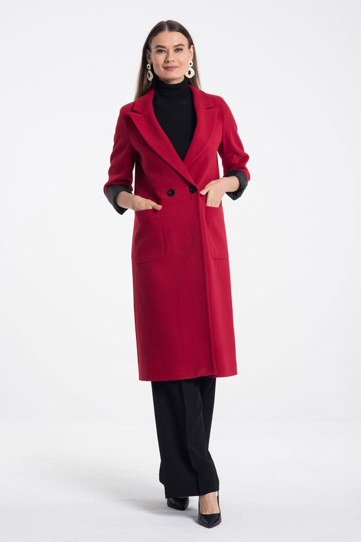 LaDonna Ladies Double Buttons Double Breast Long Coat 70581