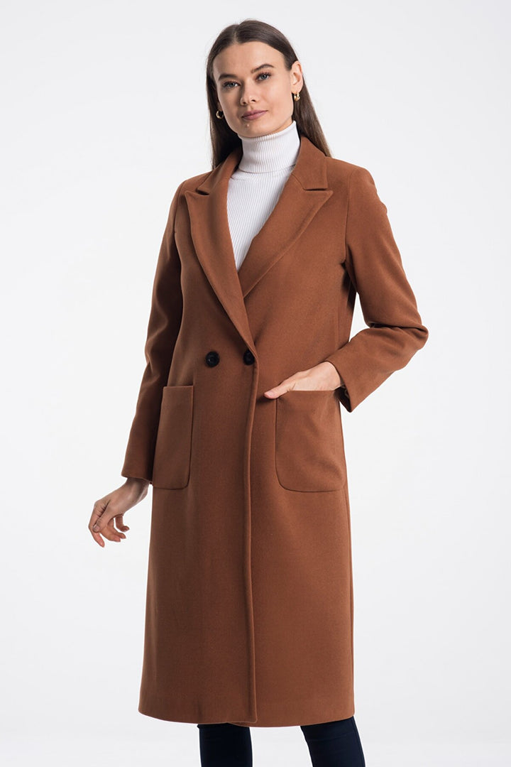 LaDonna Ladies Double Buttons Double Breast Long Coat 70581