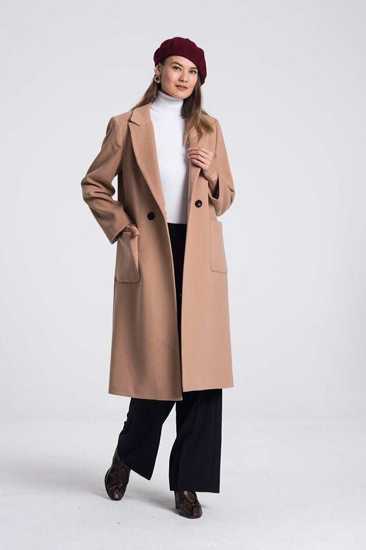LaDonna Ladies Double Buttons Double Breast Long Coat 70581