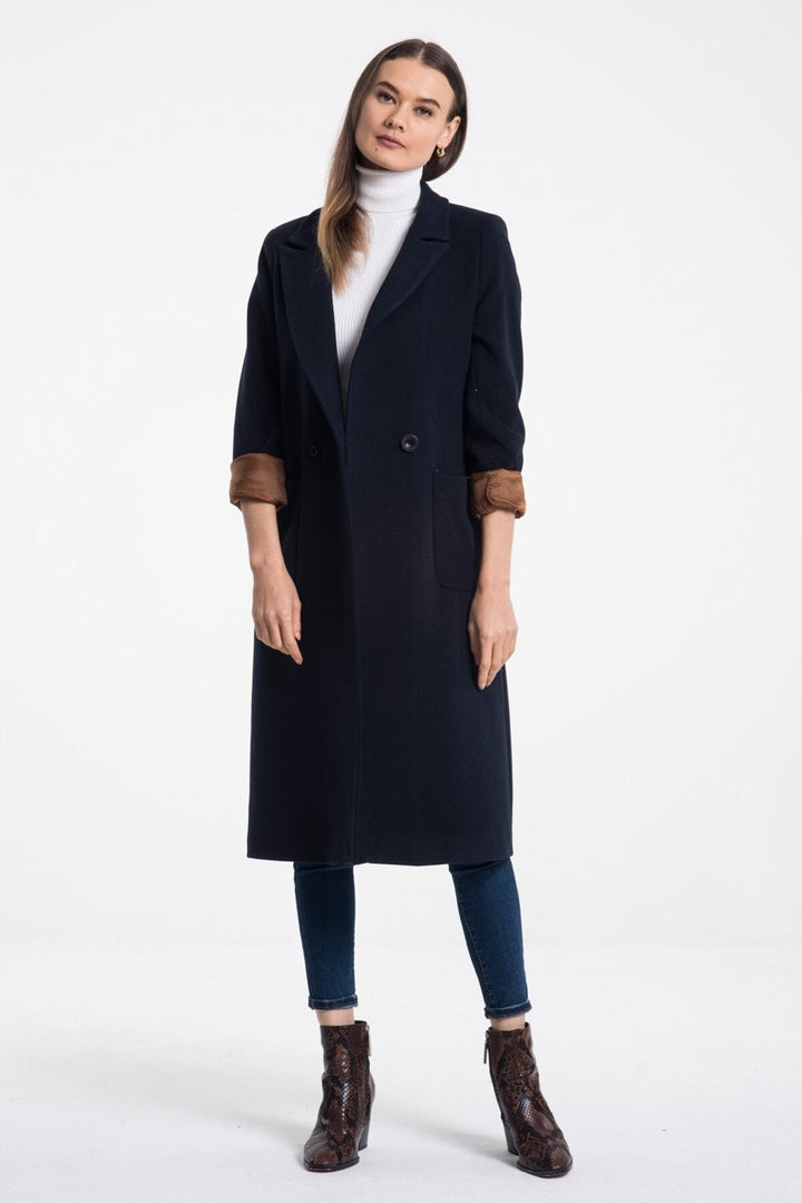 LaDonna Ladies Double Buttons Double Breast Long Coat 70581