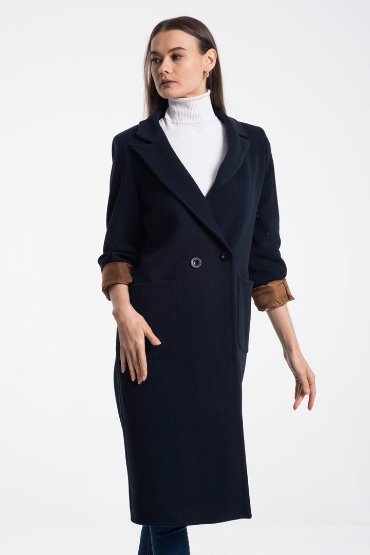 LaDonna Ladies Double Buttons Double Breast Long Coat 70581