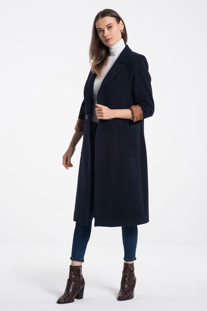 LaDonna Ladies Double Buttons Double Breast Long Coat 70581