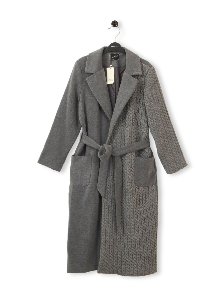 Ayda Ladies Cabel Knit Over Coat 8038