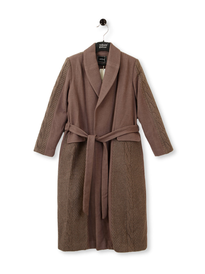 Ayda Ladies Cabel Knit Over Coat 8039