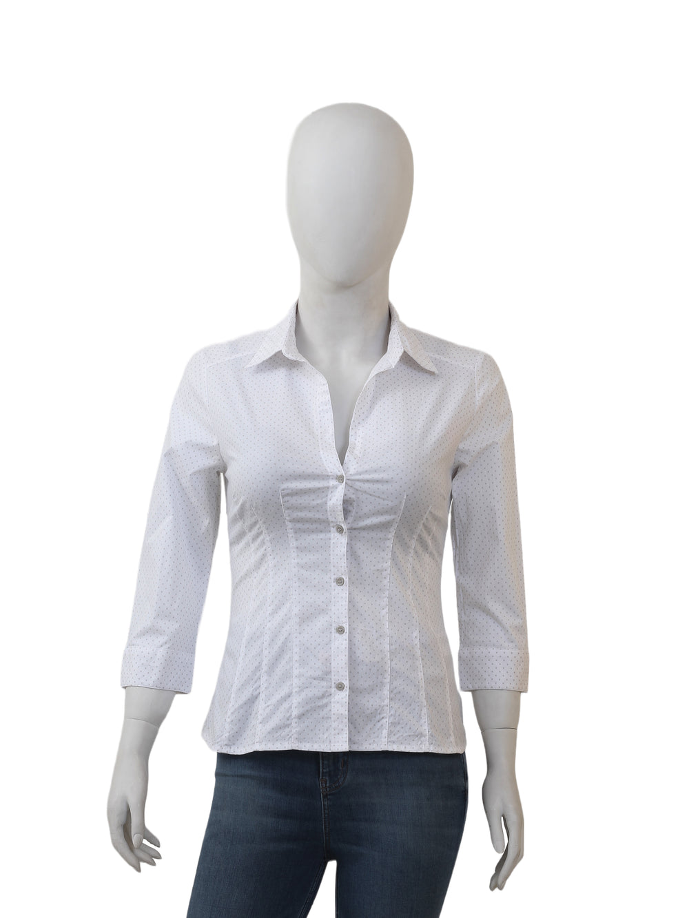 H&M Casual 3QTR Shirt With Grey Polka Dots