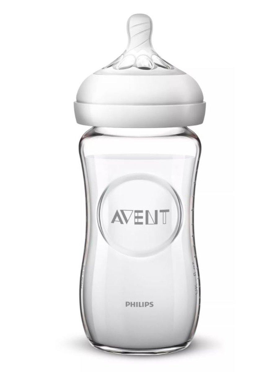 AP Baby Natural Glass Feeding Bottle 1m+ 240ml 8oz Scf673/13 (ID1902) (A+)