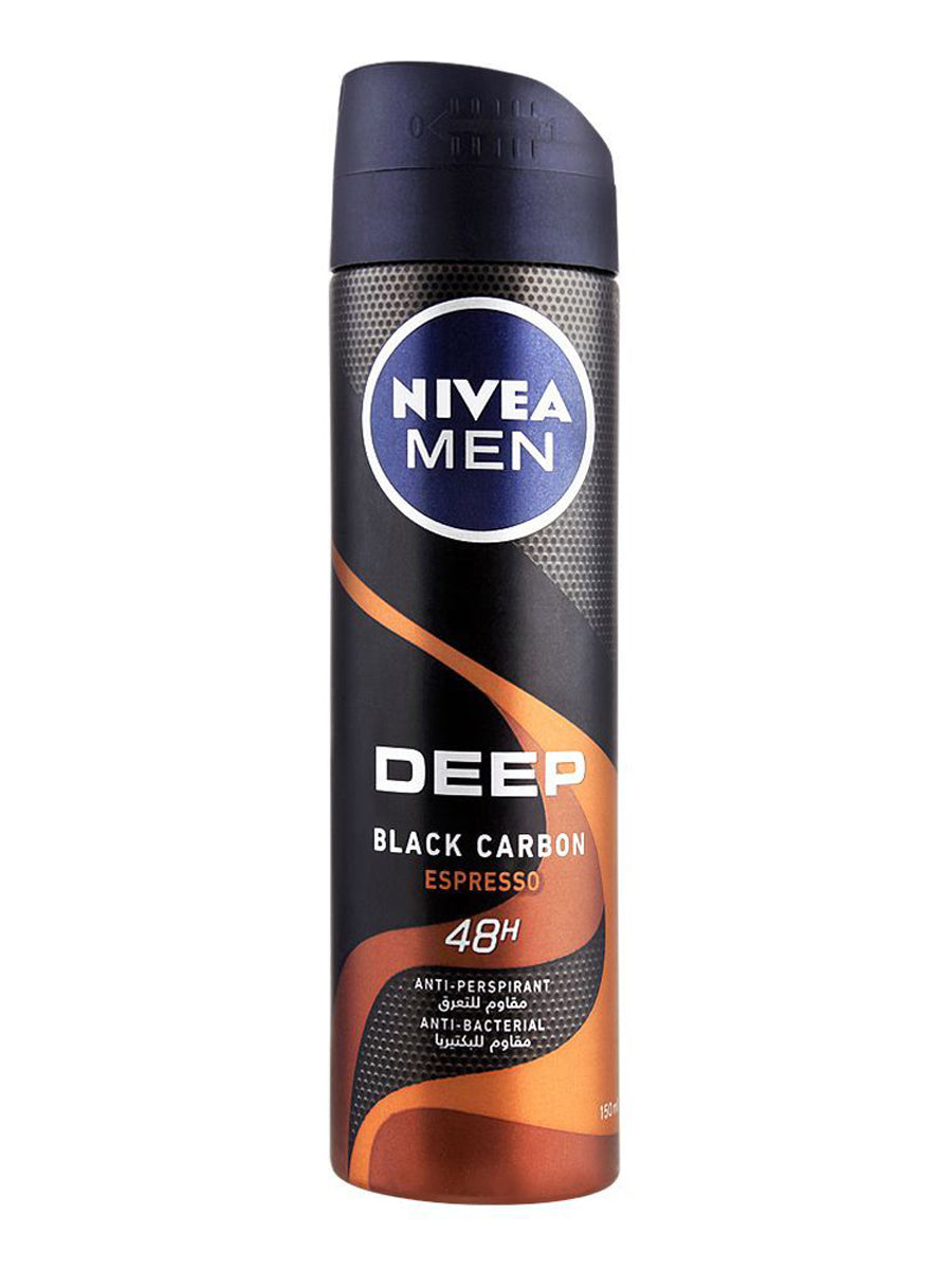 Nivea Men Deep Black Carbon Espresso 48H Body Spray 150Ml