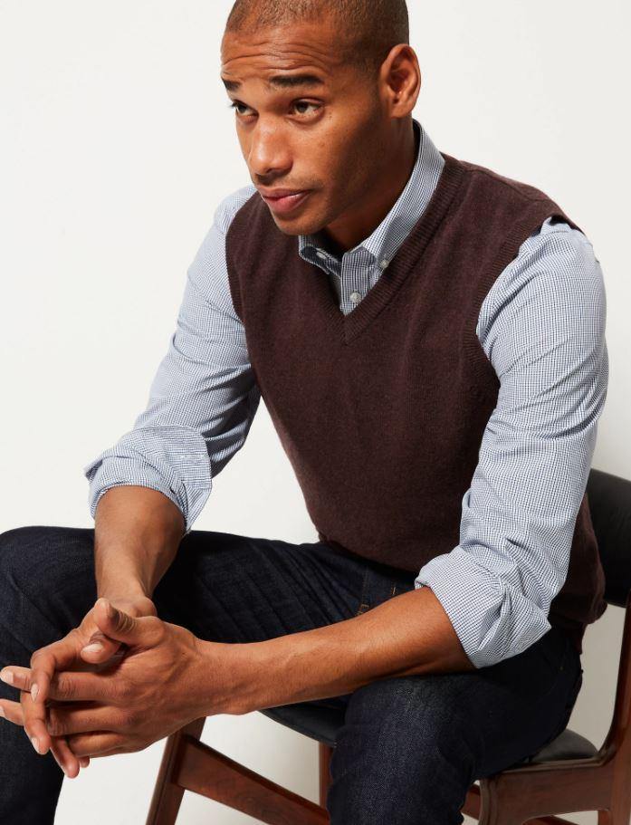 M&S Men S/L LMB Wool Sweater T30/2424M