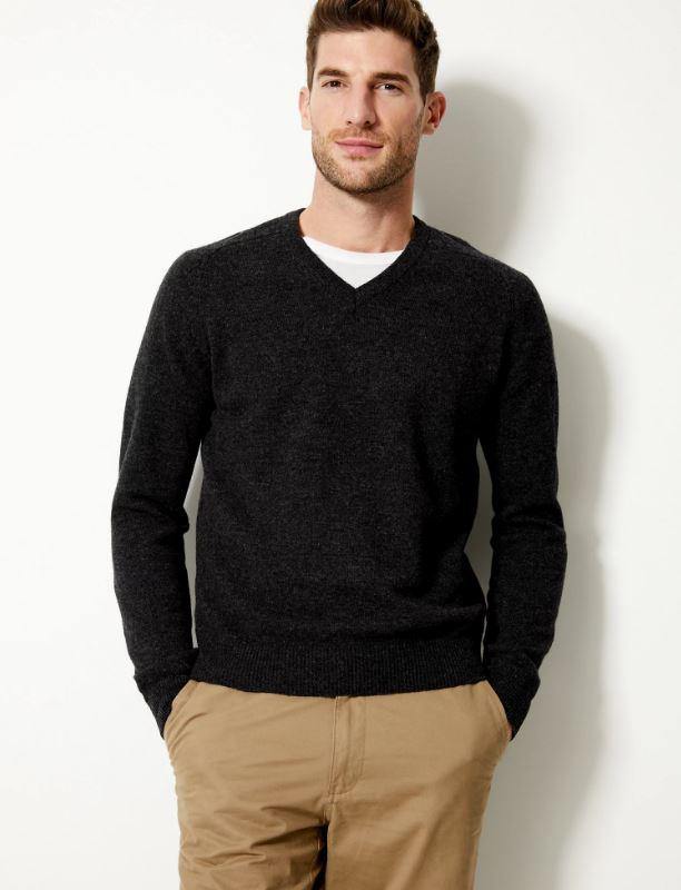 M&S Mens Lambs Wool Jersey T30/2649M