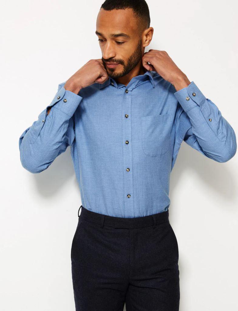 M&S Mens Plain F/S Shirt T11/1750