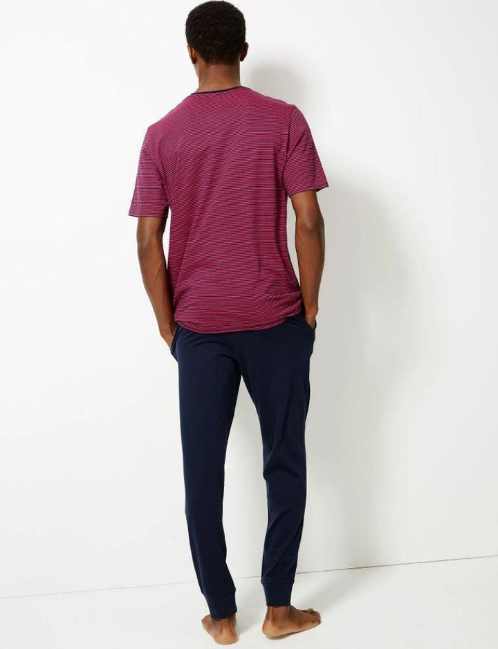 M&S Mens Knitted S/S T-Shirt & Pajama Set T07/3003