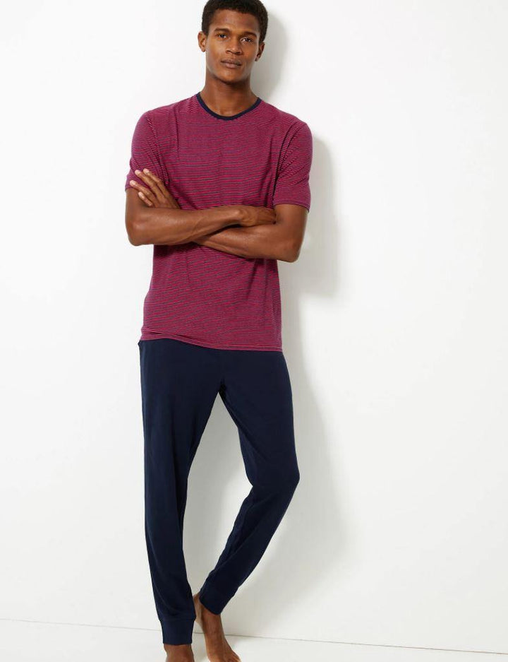 M&S Mens Knitted S/S T-Shirt & Pajama Set T07/3003