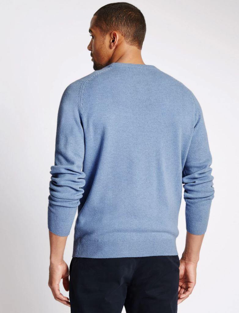 M&S Mens Lambswool R-Neck L/S Jersey T30/2650M