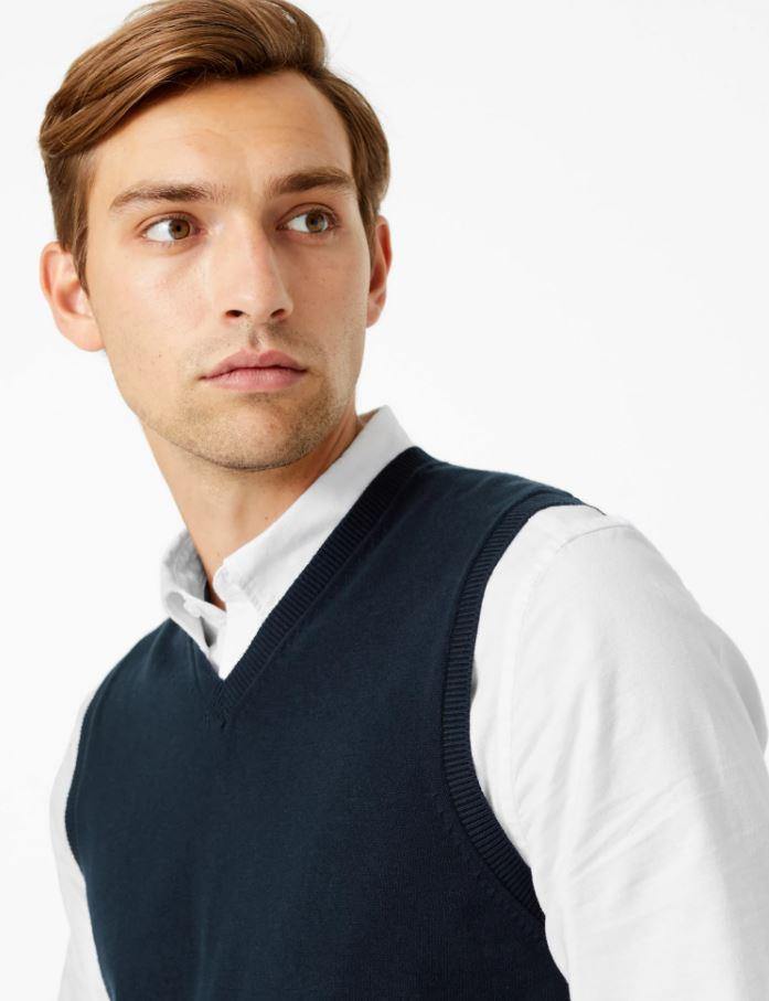 M&S Mens S/L V-Neck Sweater T30/2699M