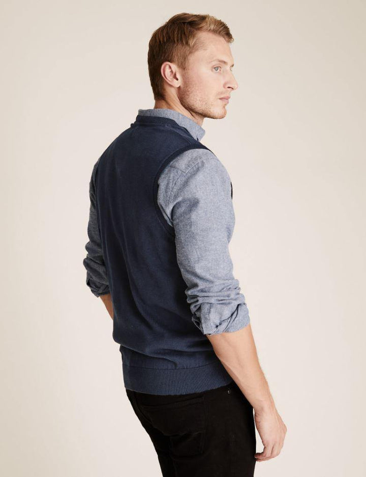 M&S Mens S/L V-Neck Sweater T30/2699M