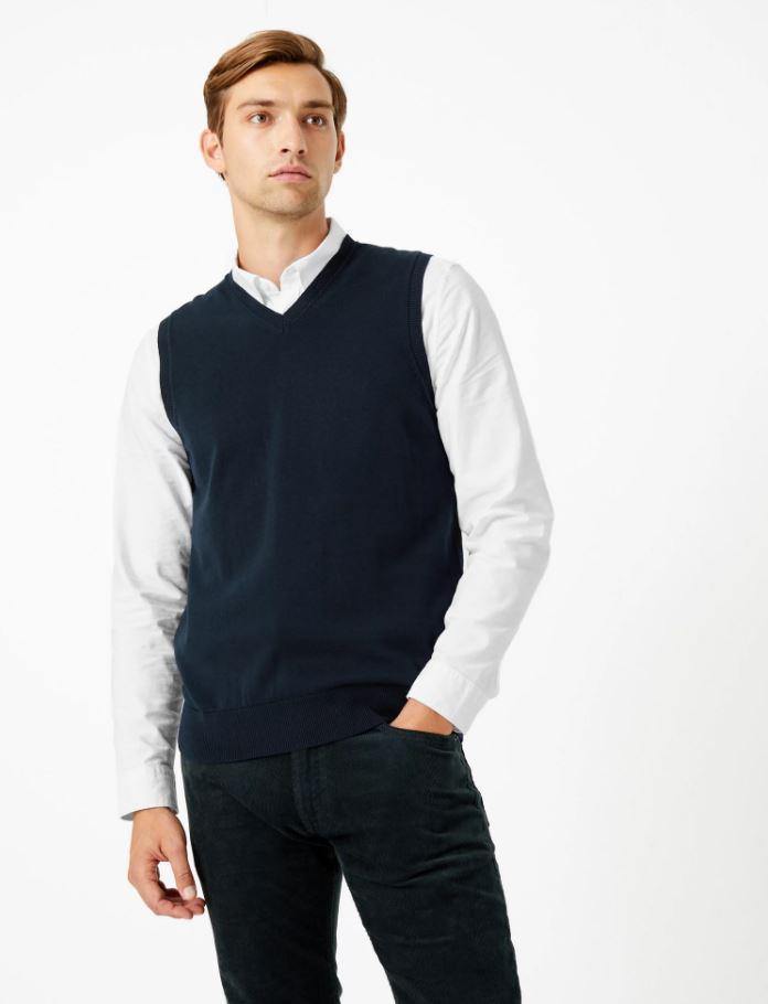 M&S Mens S/L V-Neck Sweater T30/2699M