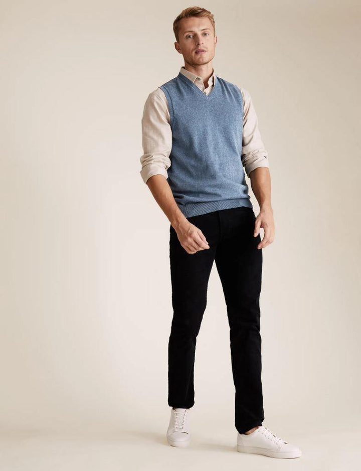 M&S Mens S/L V-Neck Sweater T30/2699M