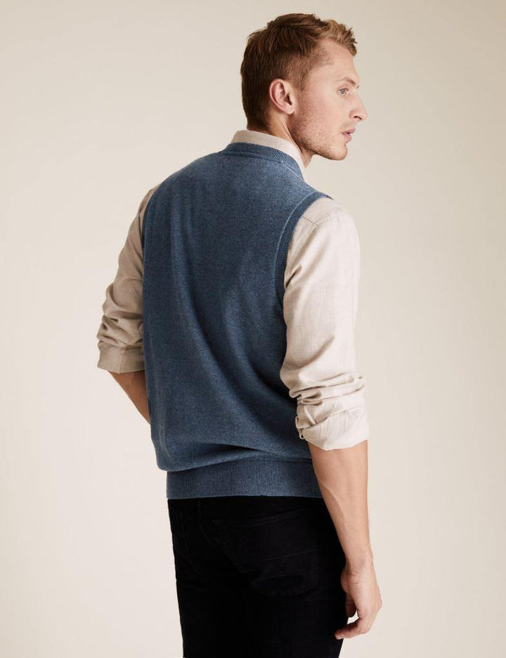 M&S Mens S/L V-Neck Sweater T30/2699M