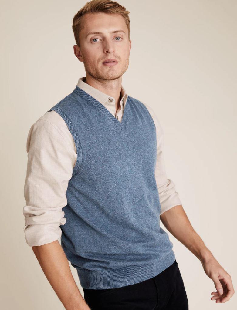 M&S Mens S/L V-Neck Sweater T30/2699M