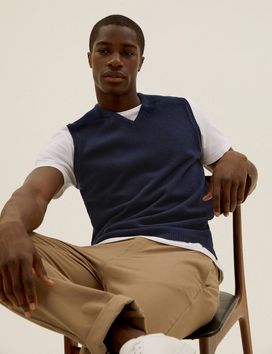 M&S Mens S/L Sweater Lambswool T30/2538M