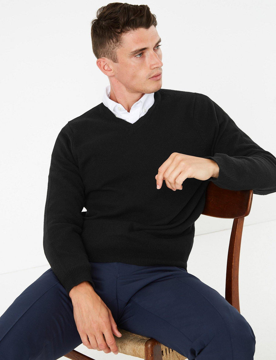 M&S Mens Lambswool V-Neck L/S Jersey T30/2653M