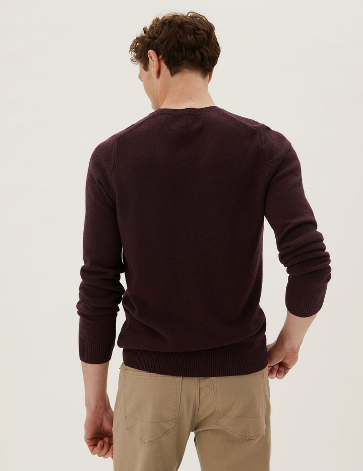 M&S Mens Lambswool V-Neck L/S Jersey T30/2653M