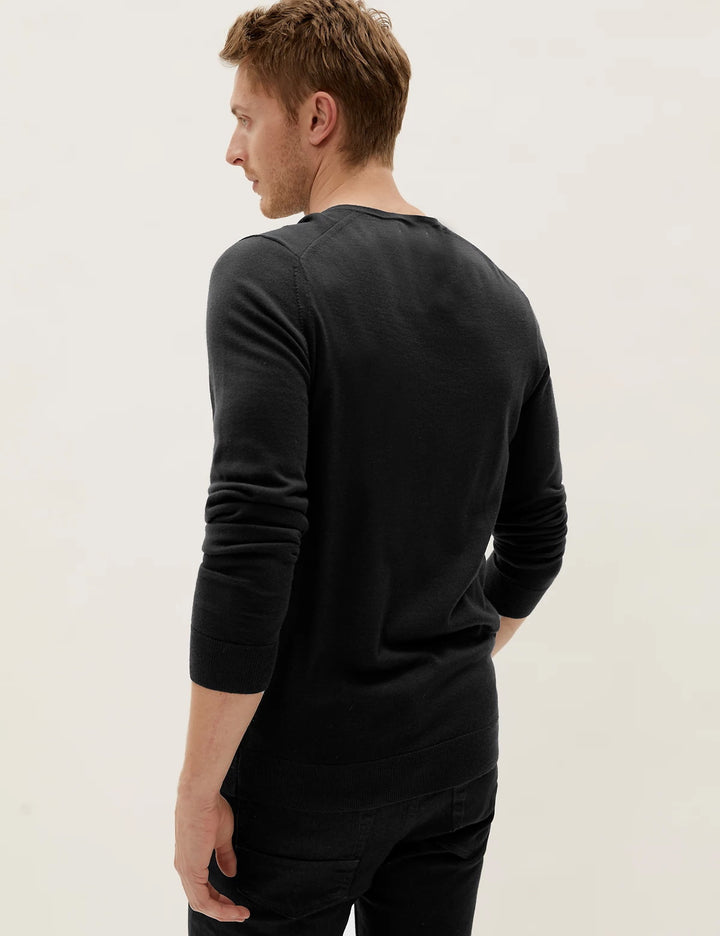 M&S Mens Merinowool V-Neck Jumper T30/3637M