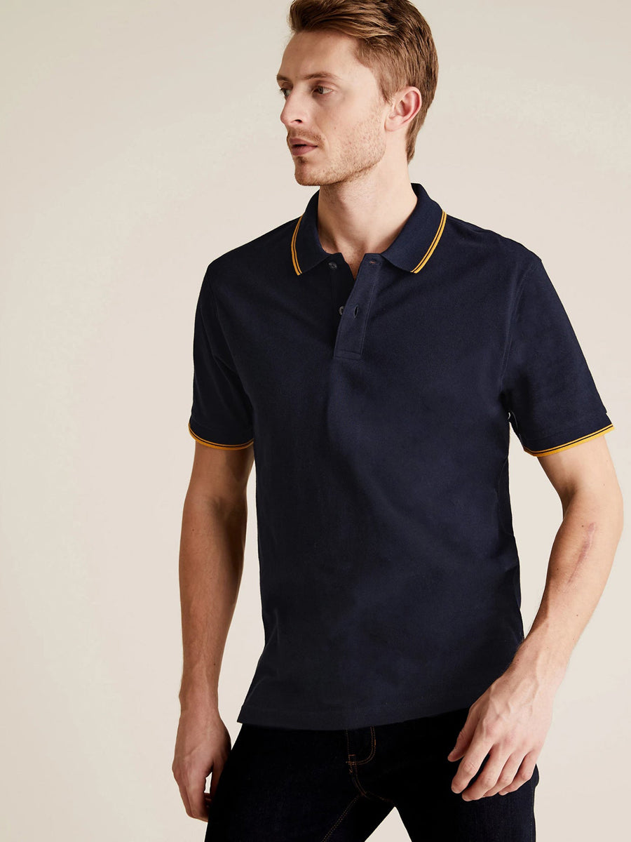 M&S Cotton Polo T-Shirts Navy Blue