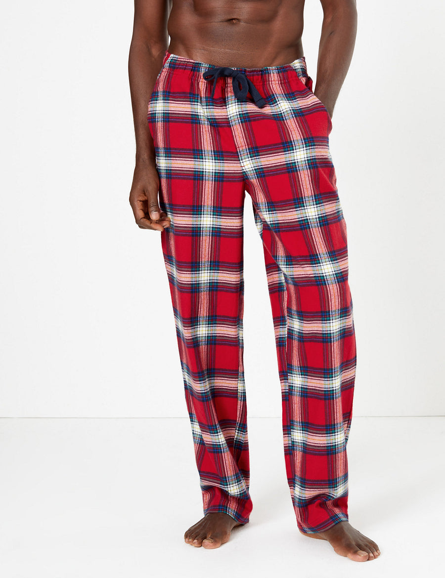M&S Mens Knitted Check Cotton Pajama T07/3211