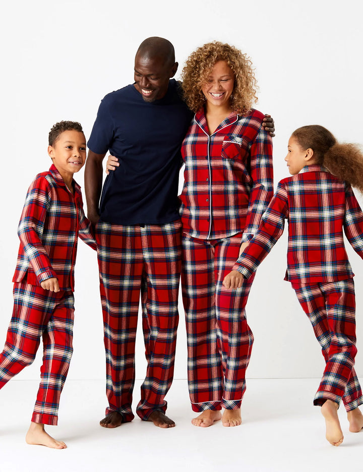 M&S Mens Knitted Check Cotton Pajama T07/3211