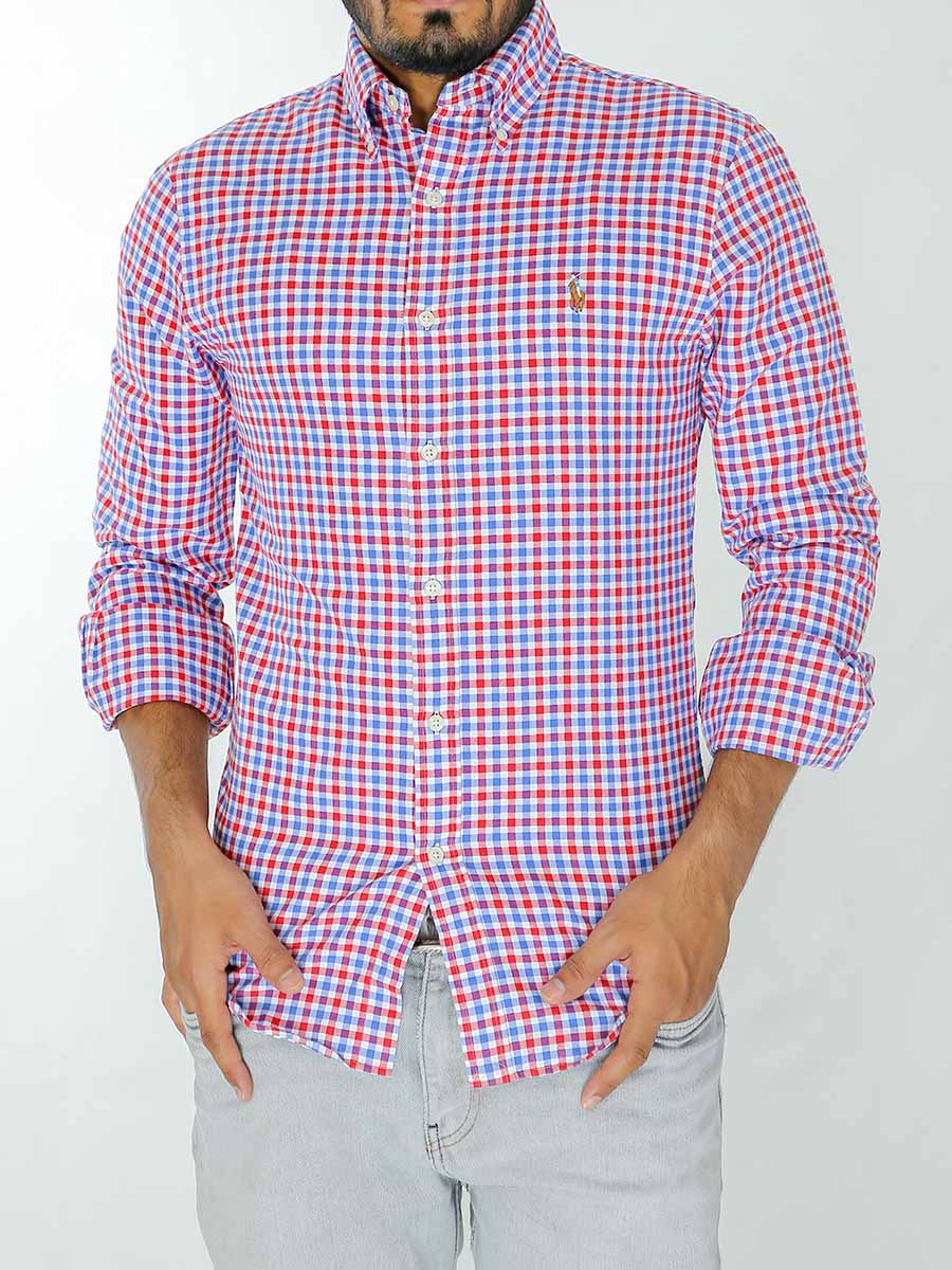 RL Mens Check Button Down F/S Casual Shirt 3563-10001-0478-300