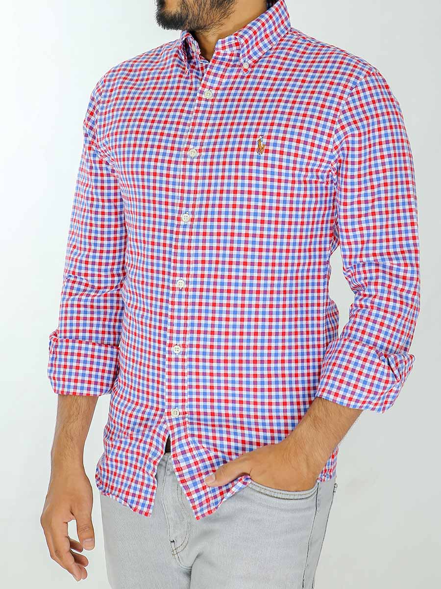 RL Mens Check Button Down F/S Casual Shirt 3563-10001-0478-300