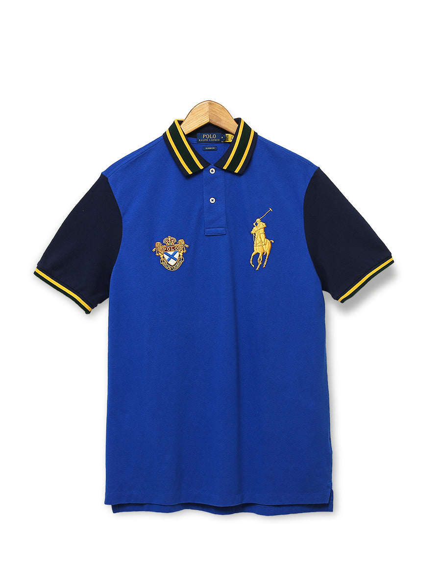 R-L Men S/S Crown Christ Baged Plain Polo-10470