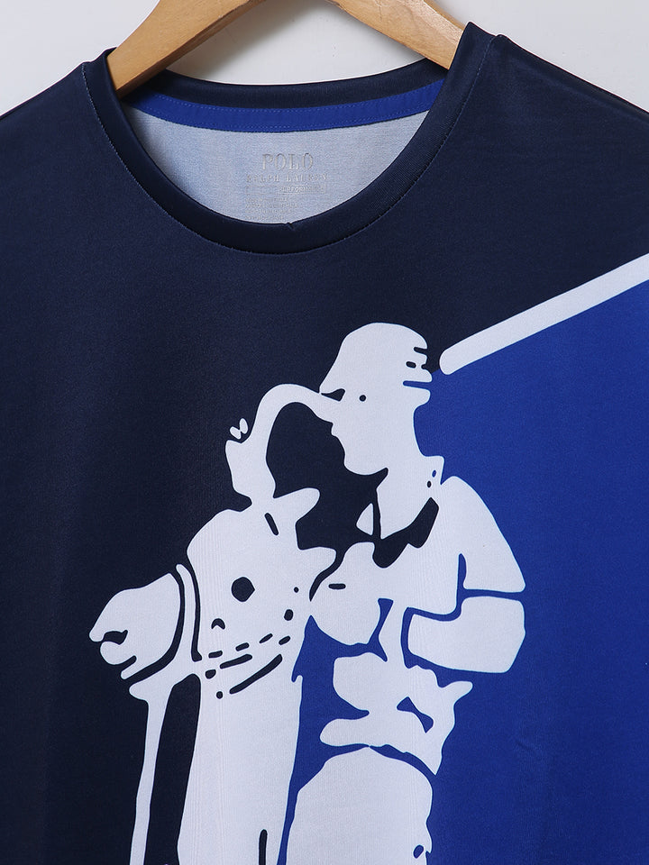 R-L Men S/S Polyester Big Pony Print R/N T-Shirt-10293