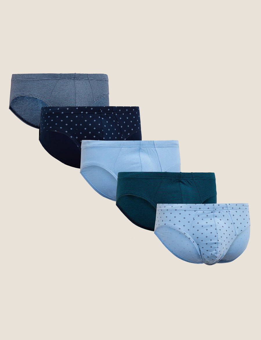 M&S Mens Cool & Fresh P-Cotton 5-Pack Slips T14/2536F