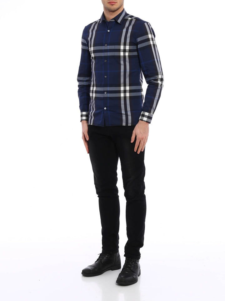 BRBY Men L/S Check Cotton Casusal Shirt 40234821005