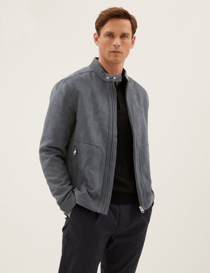 M&S Mens L/S Suaded Leather Jacket T16/6759M