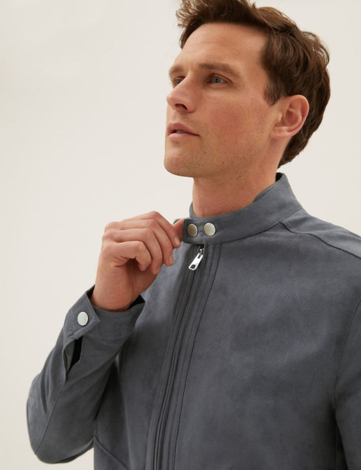 M&S Mens L/S Suaded Leather Jacket T16/6759M